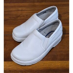 Klogs Naples White Leather Slip On Nursing Clogs Shoes Womens Size 9M Maxum Out